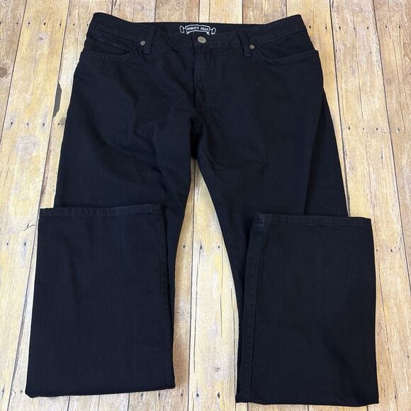 Robin Jeans Men Robins Vintage Long Flap Pockets Swarovski Crystals Black 38X34 - Picture 8 of 12